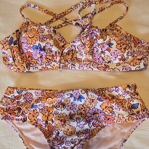 Cupshe Floral Bikini Set - Pink and Orange